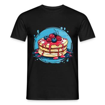 Pancakes with berries - Men's T-Shirt - black - Front - AI Model Male 178 light (178cm)