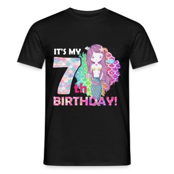 It's My 7th Birthday Mermaid Girl - Männer T-Shirt - Schwarz - Vorne - AI Model Male 178 light (178cm)
