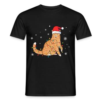 Chat Noël - T-shirt homme - noir - Devant - AI Model Male 178 light (178cm)