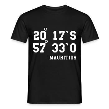 Mauritius Koordinaten Urlaub Design Idee - Männer T-Shirt - Schwarz - Vorne - AI Model Male 178 light (178cm)