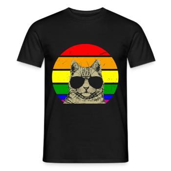Schwule Katze mit Brille - Männer T-Shirt - Schwarz - Vorne - AI Model Male 178 light (178cm)