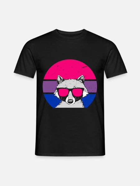 Bisexueller Waschbär mit Brille - Männer T-Shirt - Schwarz