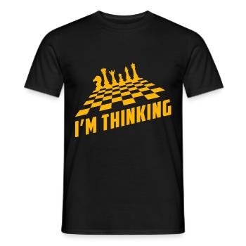 Humour d’échecs – Je pense - T-shirt homme - noir - Devant - AI Model Male 178 light (178cm)
