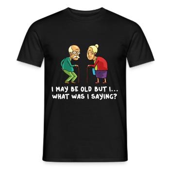 Old People Seniors Pensioner Joke Funny Age - Men's T-Shirt - black - Front - AI Model Male 178 light (178cm)