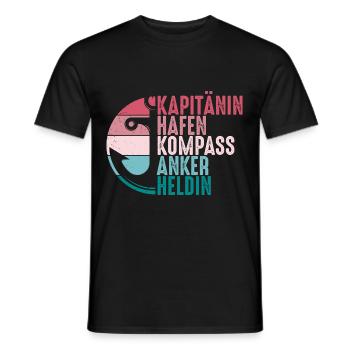 Kapitänin Hafen Kompass Anker Retro Seglerin - Männer T-Shirt - Schwarz - Vorne - AI Model Male 178 light (178cm)