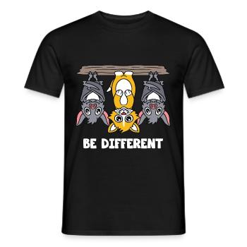 Be Different Cats Bats Cat Bat - Men's T-Shirt - black - Front - AI Model Male 178 light (178cm)