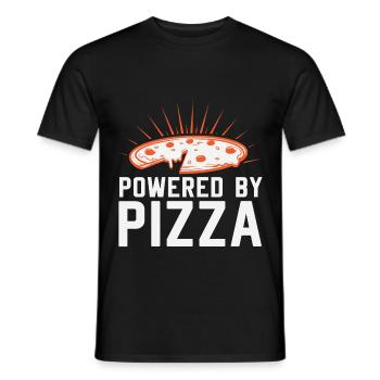 Powered by PIZZA Pizza is the sponsor - Men's T-Shirt - black - Front - AI Model Male 178 light (178cm)