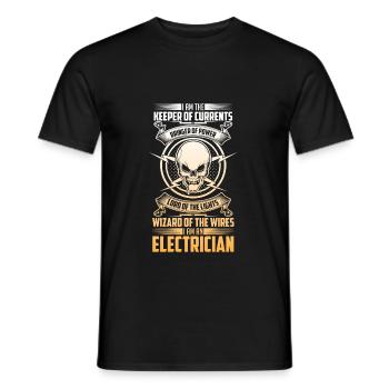 Électricien électricité prise de courant cadeau électricité - T-shirt homme - noir - Devant - AI Model Male 178 light (178cm)