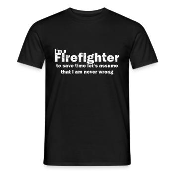 Les pompiers drôles de phrases - T-shirt homme - noir - Devant - AI Model Male 178 light (178cm)