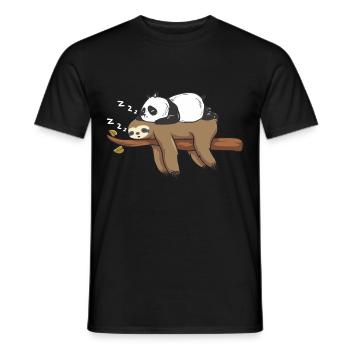 Panda Sloth Birthday Christmas Friends Idea - Men's T-Shirt - black - Front - AI Model Male 178 light (178cm)