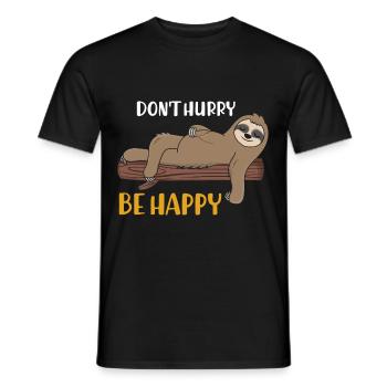 Dont Hurry Be Happy Sloth Sleeping Shirt - Men's T-Shirt - black - Front - AI Model Male 178 light (178cm)