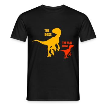Vater, Sohn, Tochter, Dinosaurus - Männer T-Shirt - Schwarz - Vorne - AI Model Male 178 light (178cm)