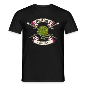 Knitters Unite - Men's T-Shirt - black - Front - AI Model Male 178 light (178cm)