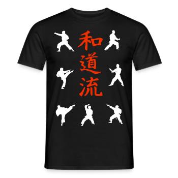 Wado-Ryu Techniken und Kanji Shirt - Männer T-Shirt - Schwarz - Vorne - AI Model Male 178 light (178cm)