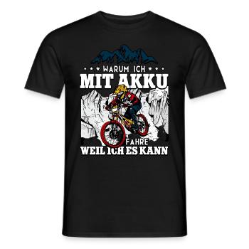 Warum ich mit Akku fahre Pedelec E-Bike - Männer T-Shirt - Schwarz - Vorne - AI Model Male 178 light (178cm)