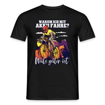 Warum ich mit Akku fahre Pedelec E-Bike - Männer T-Shirt - Schwarz - Vorne - AI Model Male 178 light (178cm)