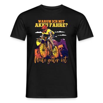 Warum ich mit Akku fahre Pedelec E-Bike - Männer T-Shirt - Schwarz - Vorne - AI Model Male 178 light (178cm)