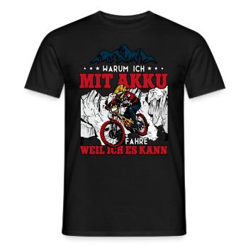 Why I ride with battery Pedelec E-Bike - Men's T-Shirt - black - Front - AI Model Male 178 light (178cm)