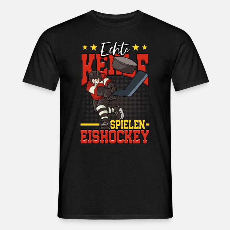 Echte Kerle spielen Eishockey - Männer T-Shirt - Schwarz