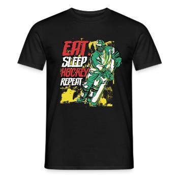 Manger sleep hockey Répéter le hockey sur glace - T-shirt homme - noir - Devant - AI Model Male 178 light (178cm)