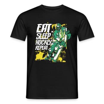 Manger sleep hockey Répéter le hockey sur glace - T-shirt homme - noir - Devant - AI Model Male 178 light (178cm)