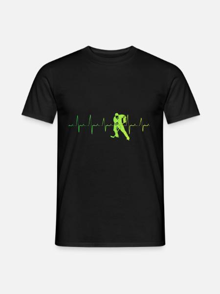 Herzschlag Eishockey - Männer T-Shirt - Schwarz