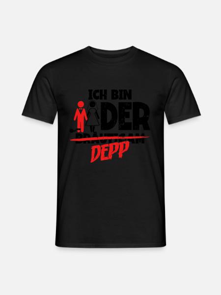 Ich bin der Depp Bräutigam - Männer T-Shirt - Schwarz