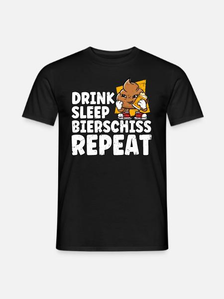 Drink Sleep Bierschiss Repeat Bier - Männer T-Shirt - Schwarz