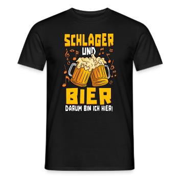 Schlager und Bier darum bin ich hier Schlagerparty - Männer T-Shirt - Schwarz - Vorne - AI Model Male 178 light (178cm)