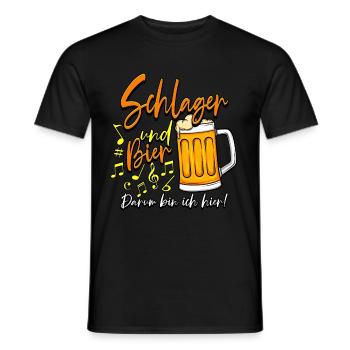 Schlagerparty Schlager und Bier darum bin ich hier - Männer T-Shirt - Schwarz - Vorne - AI Model Male 178 light (178cm)