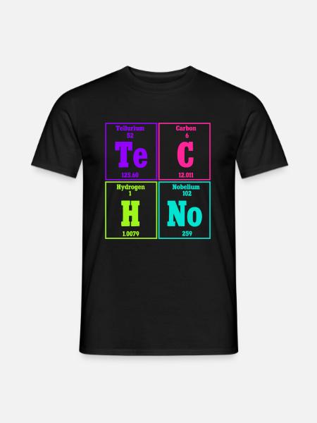 Techno Musik Rave Techno Periodensystem - Männer T-Shirt - Schwarz