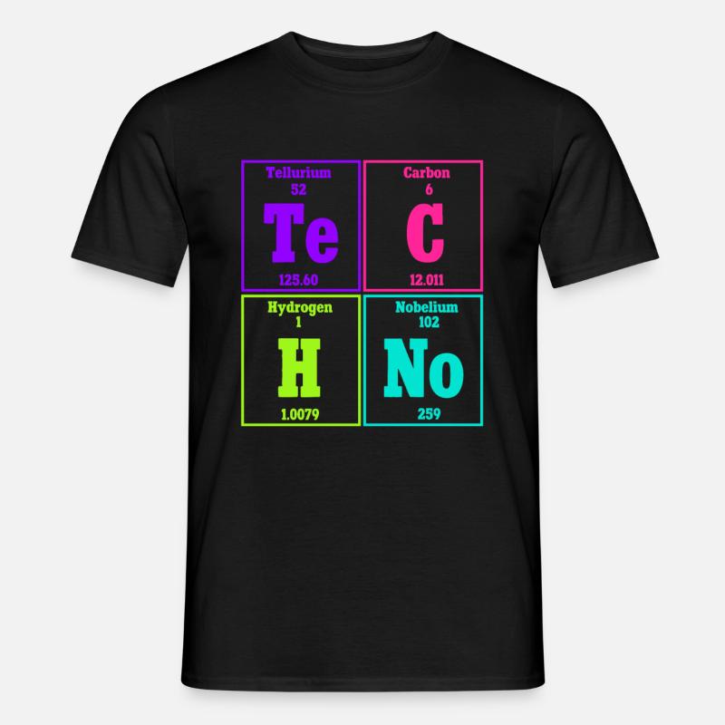 Techno Musik Rave Techno Periodensystem - Männer T-Shirt - Schwarz