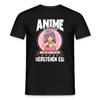 Anime Saying Weeb Otaku Anime is like Latin - Men's T-Shirt - black - Front - AI Model Male 178 light (178cm)