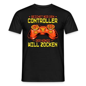 Zocken Gaming Reichet mir den Controller - Männer T-Shirt - Schwarz - Vorne - AI Model Male 178 light (178cm)