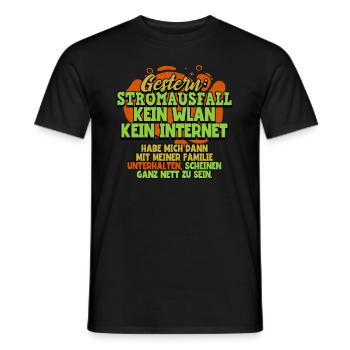 Gestern Stromausfall Zocken Gaming - Männer T-Shirt - Schwarz - Vorne - AI Model Male 178 light (178cm)