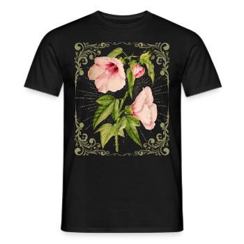 Hibiskus, Vintage botanische Illustration - Männer T-Shirt - Schwarz - Vorne - AI Model Male 178 light (178cm)