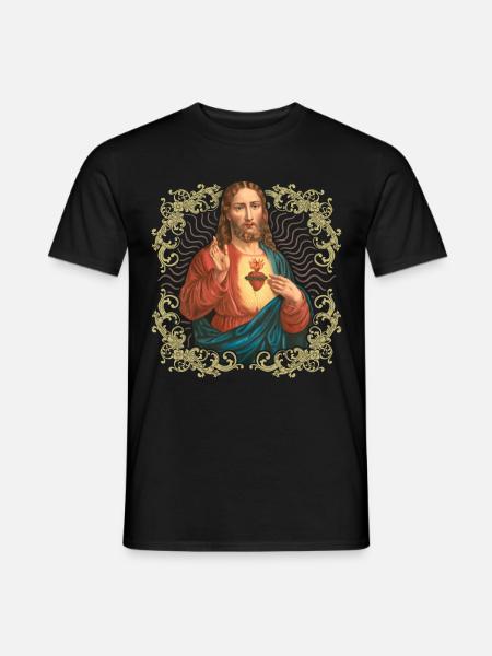 Jésus vintage, Jésus-Christ, Sacré-Cœur, Sauveur - T-shirt homme - noir