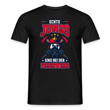 Echte Jungs Sind Bei Der Feuerwehr Feuerwehrmann - Männer T-Shirt - Schwarz - Vorne - AI Model Male 178 light (178cm)