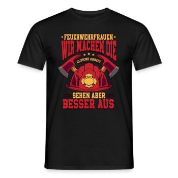 Feuerwehrfrauen Feuerwehrfrau - Männer T-Shirt - Schwarz - Vorne - AI Model Male 178 light (178cm)