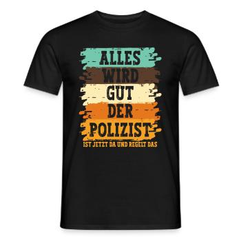 Polizist Polizei - Männer T-Shirt - Schwarz - Vorne - AI Model Male 178 light (178cm)