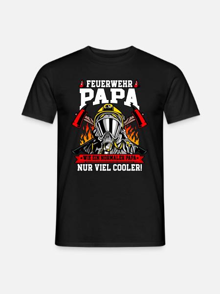 Feuerwehr Papa Feuerwehrmann - Männer T-Shirt - Schwarz