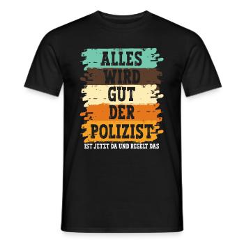 Polizist Polizei - Männer T-Shirt - Schwarz - Vorne - AI Model Male 178 light (178cm)