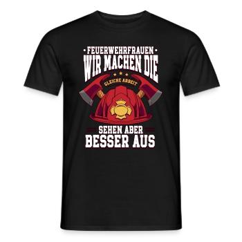 Feuerwehrfrauen Feuerwehrfrau - Männer T-Shirt - Schwarz - Vorne - AI Model Male 178 light (178cm)