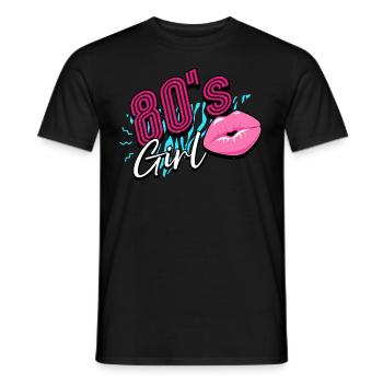80s 80s Girl - Men's T-Shirt - black - Front - AI Model Male 178 light (178cm)