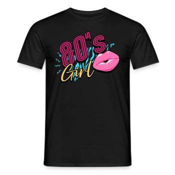 80s 80s Girl - Men's T-Shirt - black - Front - AI Model Male 178 light (178cm)