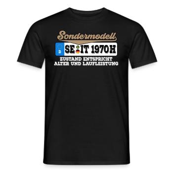 1970 Kennzeichen Geburtstag - Männer T-Shirt - Schwarz - Vorne - AI Model Male 178 light (178cm)