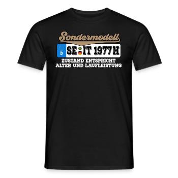 1977 Kennzeichen Geburtstag - Männer T-Shirt - Schwarz - Vorne - AI Model Male 178 light (178cm)