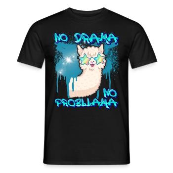 Lama-Llama, No-Drama, Funny Saying, Pun - Men's T-Shirt - black - Front - AI Model Male 178 light (178cm)