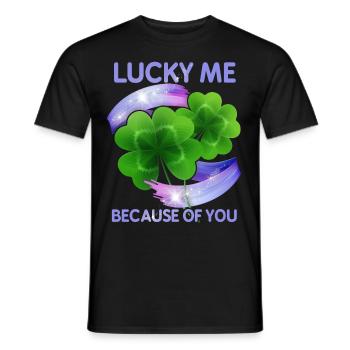 Cloverleaf Bonheur, Happy Love, Saint-Valentin - T-shirt homme - noir - Devant - AI Model Male 178 light (178cm)