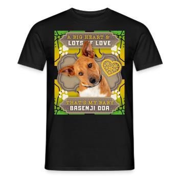 Basenji Doa, dog, bongo pedigree dog funny saying - Men's T-Shirt - black - Front - AI Model Male 178 light (178cm)